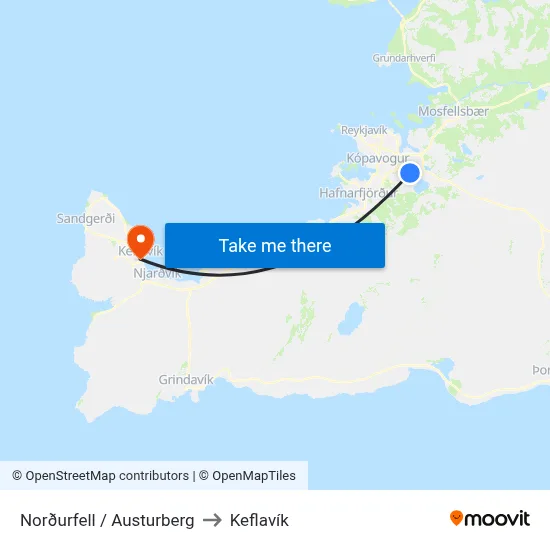 Norðurfell / Austurberg to Keflavík map