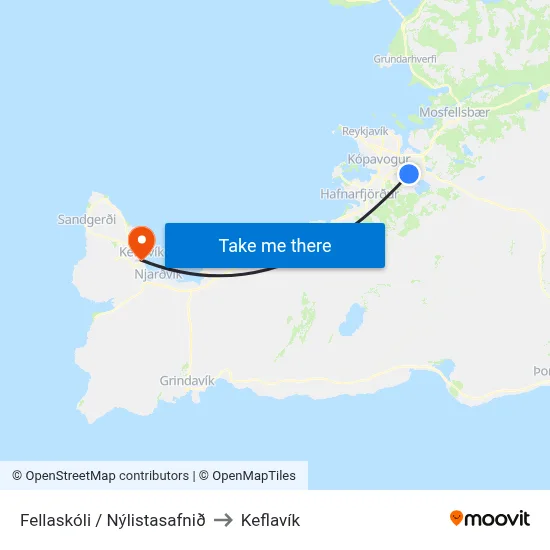 Fellaskóli / Nýlistasafnið to Keflavík map