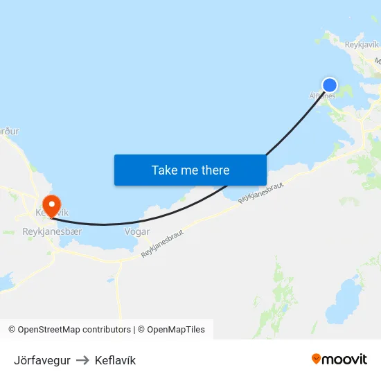 Jörfavegur to Keflavík map