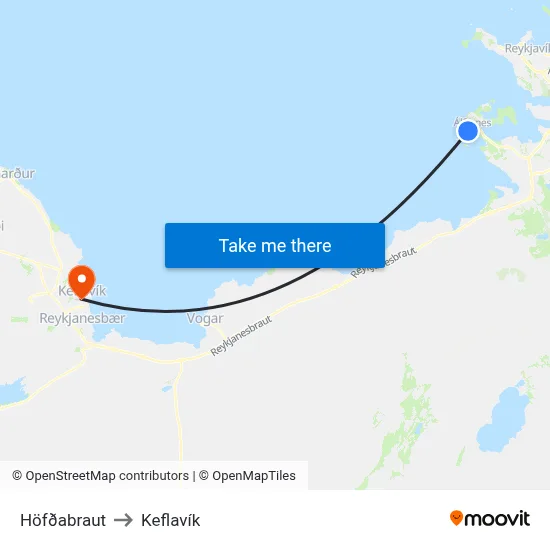 Höfðabraut to Keflavík map