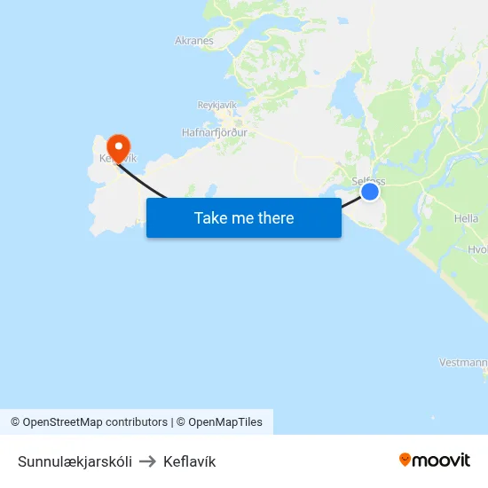 Sunnulækjarskóli to Keflavík map