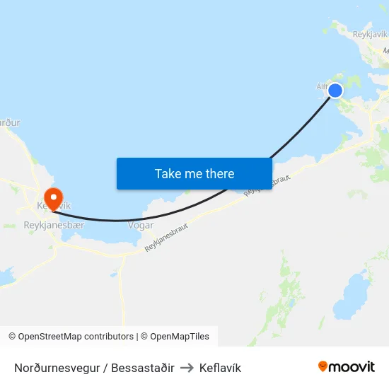 Norðurnesvegur / Bessastaðir to Keflavík map