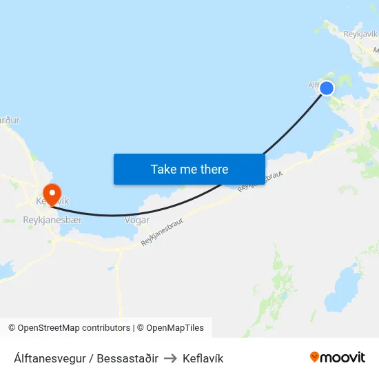 Álftanesvegur / Bessastaðir to Keflavík map