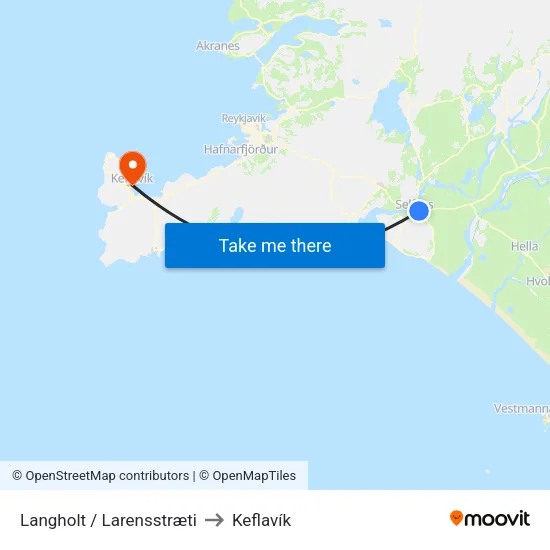 Langholt / Larensstræti to Keflavík map