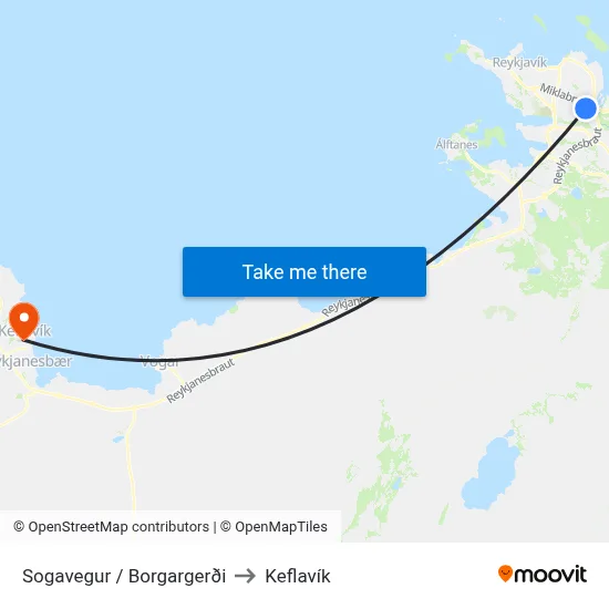 Sogavegur / Borgargerði to Keflavík map