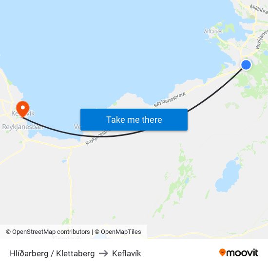 Hlíðarberg / Klettaberg to Keflavík map