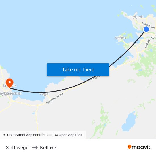 Sléttuvegur to Keflavík map