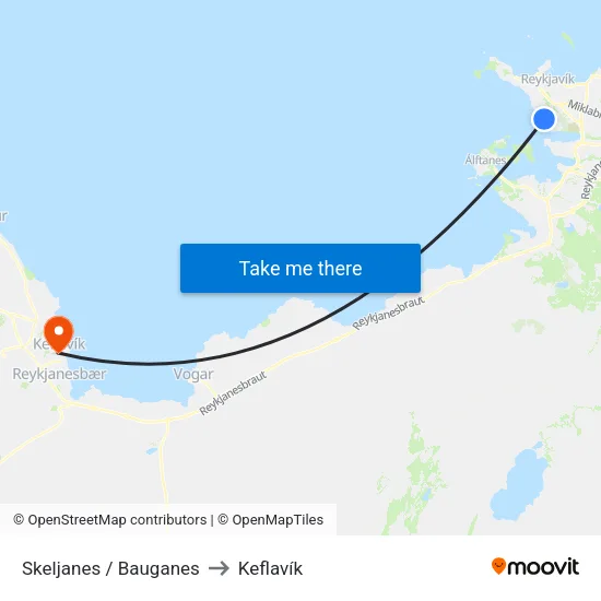 Skeljanes to Keflavík map