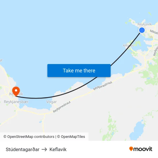 Stúdentagarðar to Keflavík map
