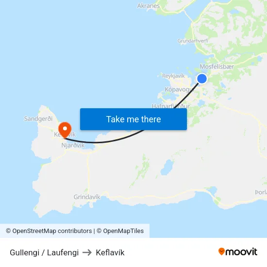 Gullengi / Laufengi to Keflavík map