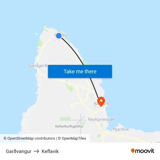 Garðvangur to Keflavík map