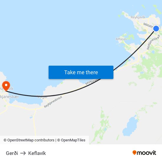 Gerði to Keflavík map