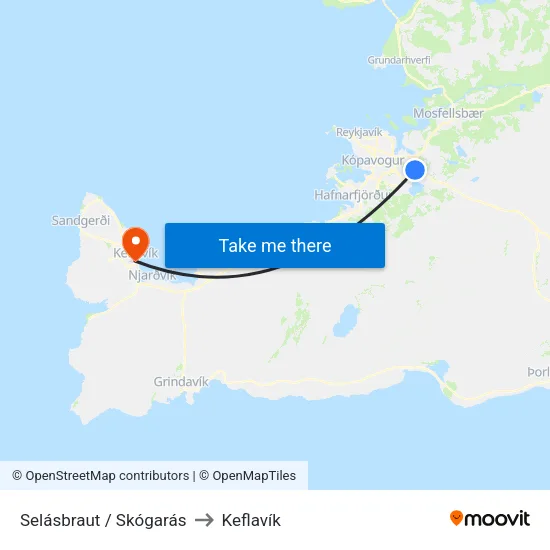 Selásbraut / Skógarás to Keflavík map