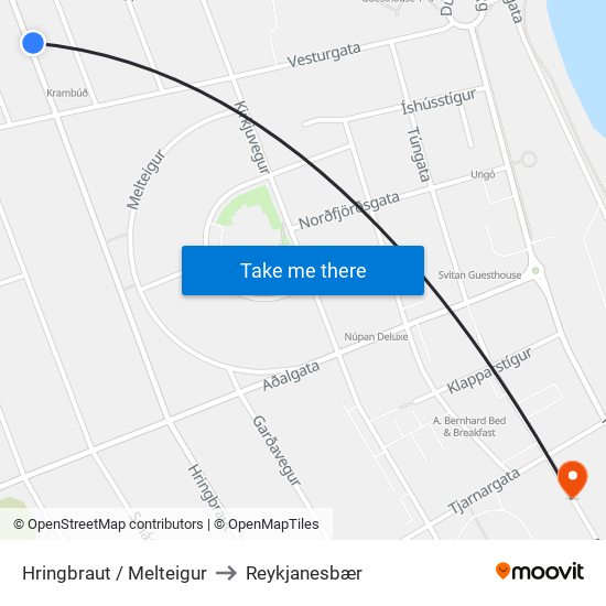 Hringbraut / Melteigur to Reykjanesbær map