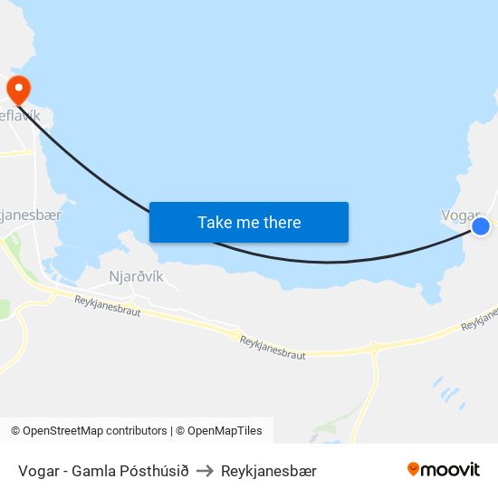 Vogar - Gamla Pósthúsið to Reykjanesbær map
