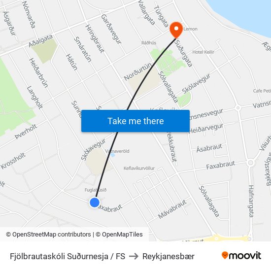 Fjölbrautaskóli Suðurnesja / FS to Reykjanesbær map