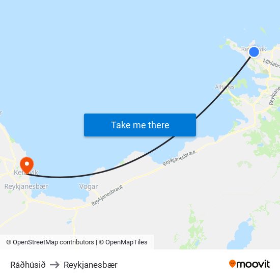 Ráðhúsið to Reykjanesbær map