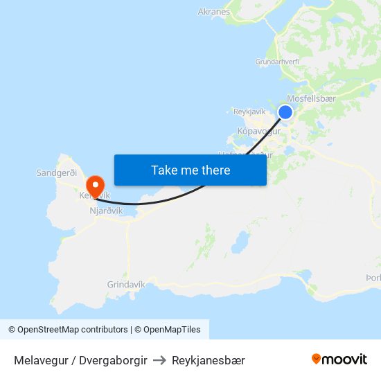 Melavegur / Dvergaborgir to Reykjanesbær map