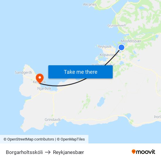 Borgarholtsskóli to Reykjanesbær map