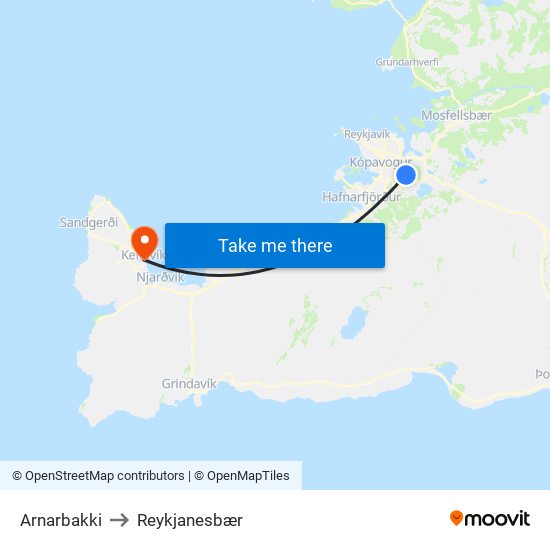 Arnarbakki to Reykjanesbær map