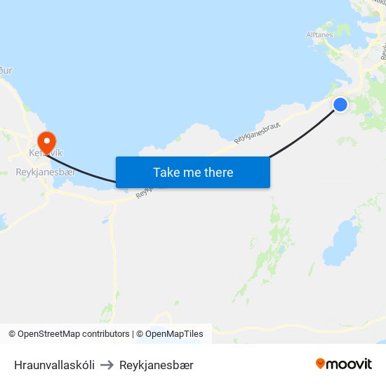 Hraunvallaskóli to Reykjanesbær map