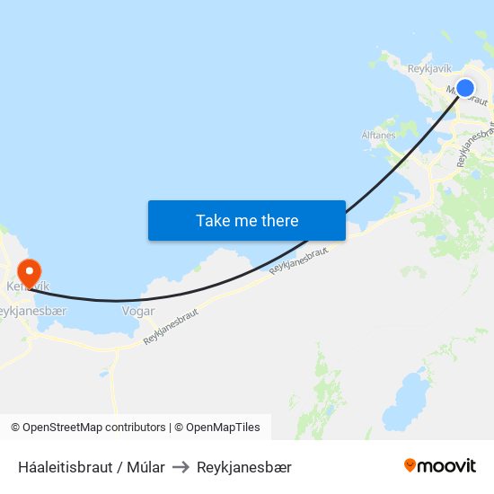 Háaleitisbraut / Múlar to Reykjanesbær map