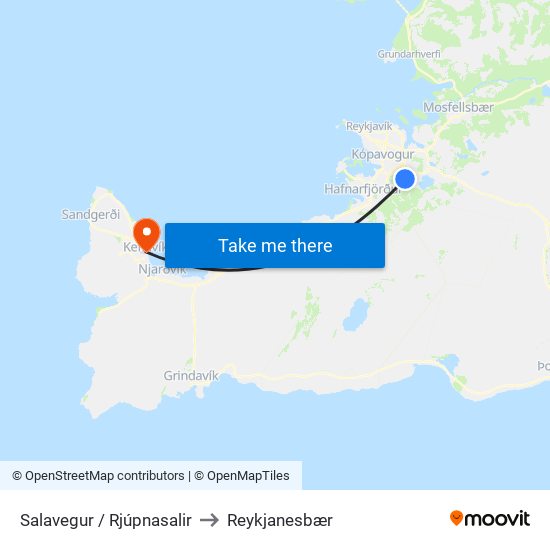 Salavegur / Rjúpnasalir to Reykjanesbær map