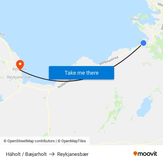 Háholt / Bæjarholt to Reykjanesbær map