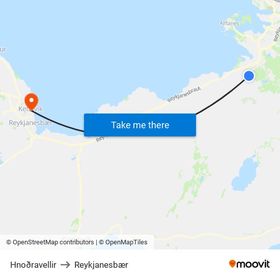 Hnoðravellir to Reykjanesbær map