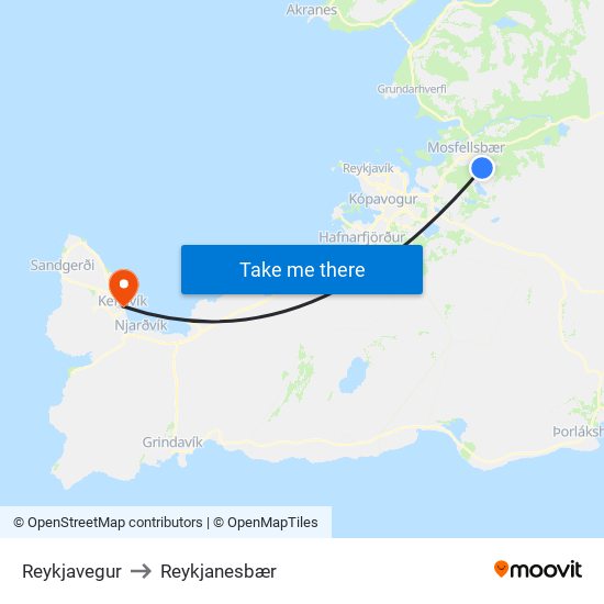 Reykjavegur to Reykjanesbær map
