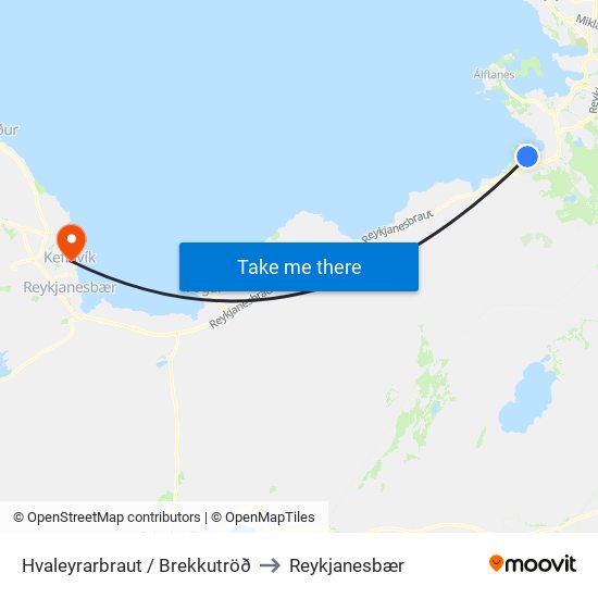 Hvaleyrarbraut / Brekkutröð to Reykjanesbær map