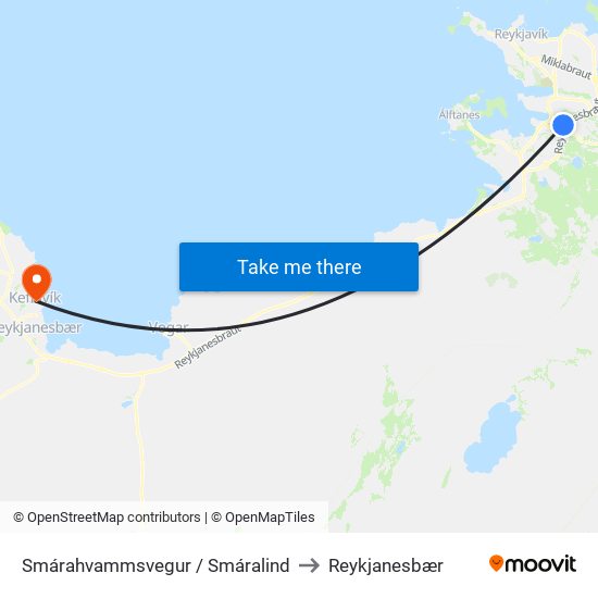 Smárahvammsvegur / Smáralind to Reykjanesbær map