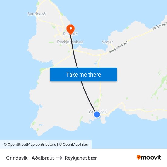 Grindavík - Aðalbraut to Reykjanesbær map