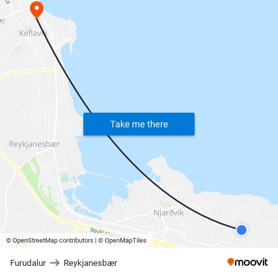 Furudalur to Reykjanesbær map