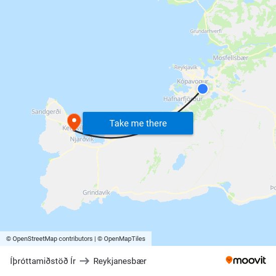 Íþróttamiðstöð Ír to Reykjanesbær map