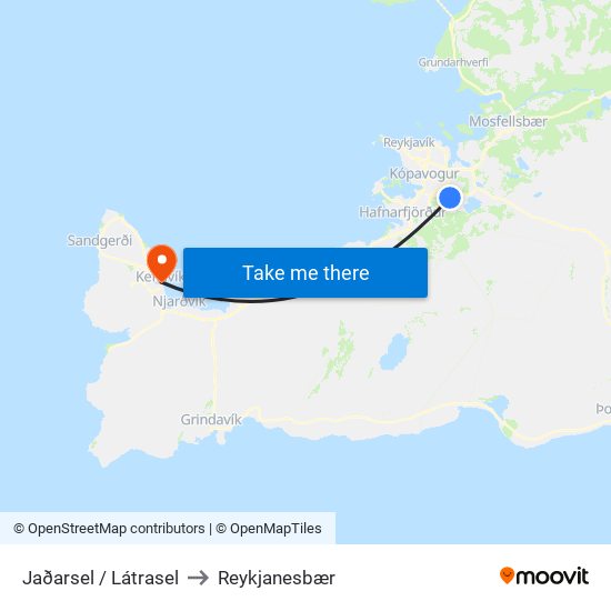 Jaðarsel / Látrasel to Reykjanesbær map