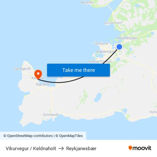 Víkurvegur / Keldnaholt to Reykjanesbær map