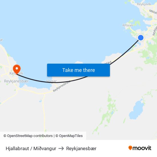 Hjallabraut / Miðvangur to Reykjanesbær map