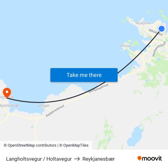 Langholtsvegur / Holtavegur to Reykjanesbær map