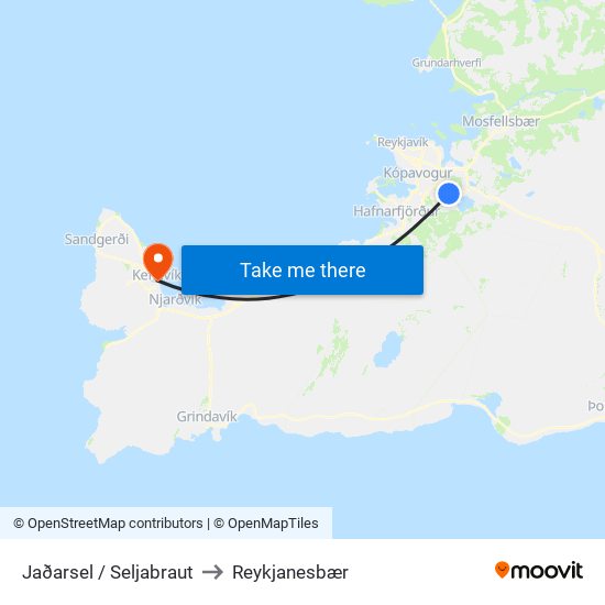Jaðarsel / Seljabraut to Reykjanesbær map