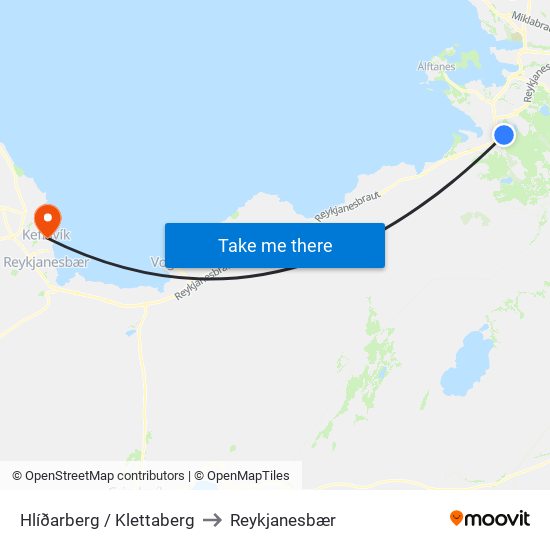 Hlíðarberg / Klettaberg to Reykjanesbær map