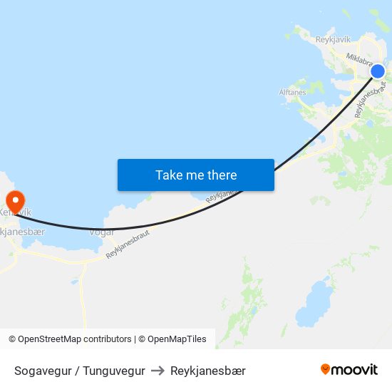 Sogavegur / Tunguvegur to Reykjanesbær map