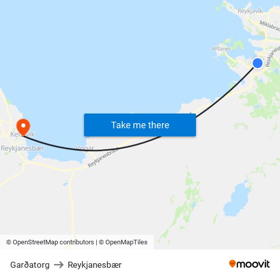 Garðatorg to Reykjanesbær map