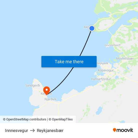 Innnesvegur to Reykjanesbær map