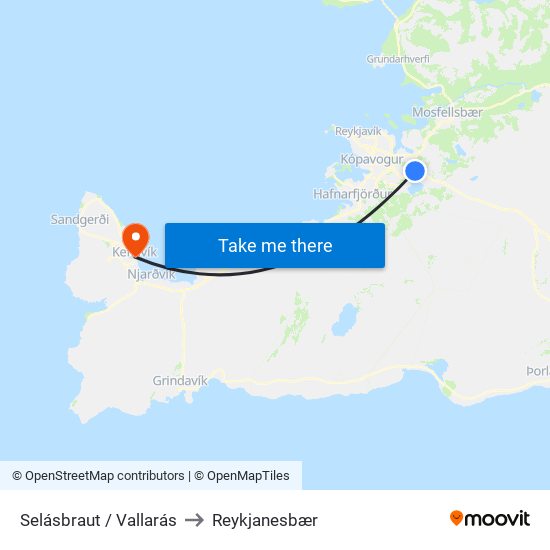 Selásbraut / Vallarás to Reykjanesbær map