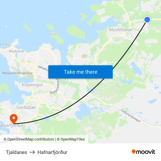 Tjaldanes to Hafnarfjörður map