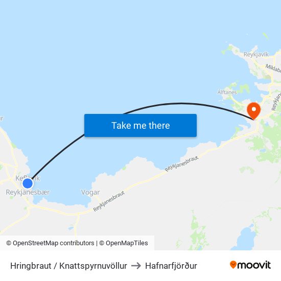Hringbraut / Knattspyrnuvöllur to Hafnarfjörður map