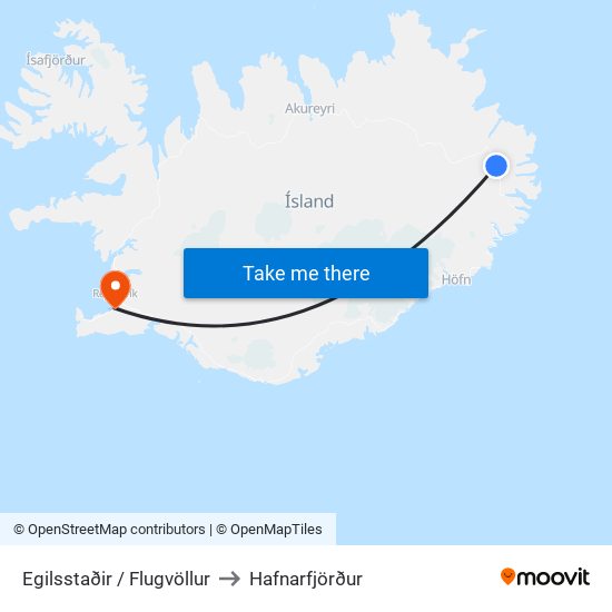 Egilsstaðir / Flugvöllur to Hafnarfjörður map
