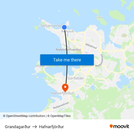Grandagarður to Hafnarfjörður map