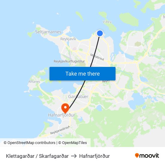 Klettagarðar / Skarfagarðar to Hafnarfjörður map